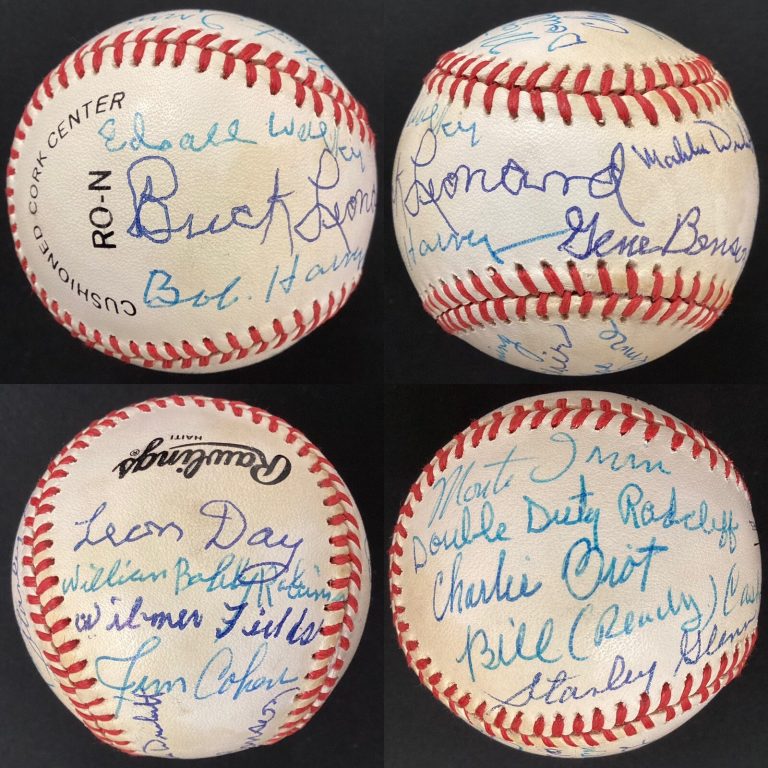 Buck Leonard Signed Baseball ABG Negro League Irvin Dandridge +15 Auto HOF JSA