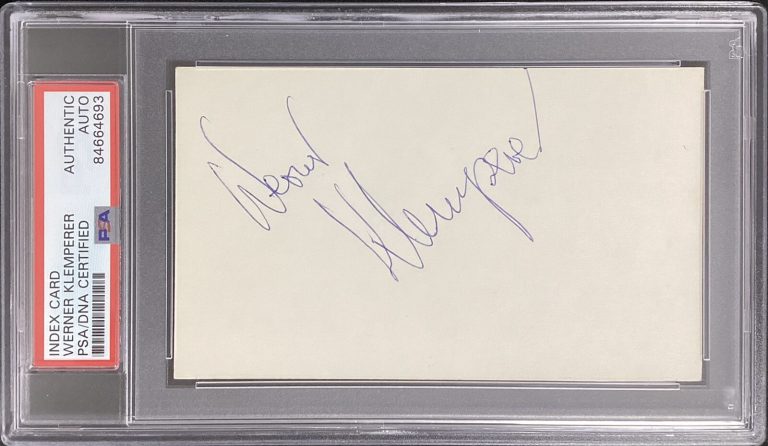 Werner Klemperer Signed Index Card Actor Hogans Heroes Klink Autograph PSA/DNA