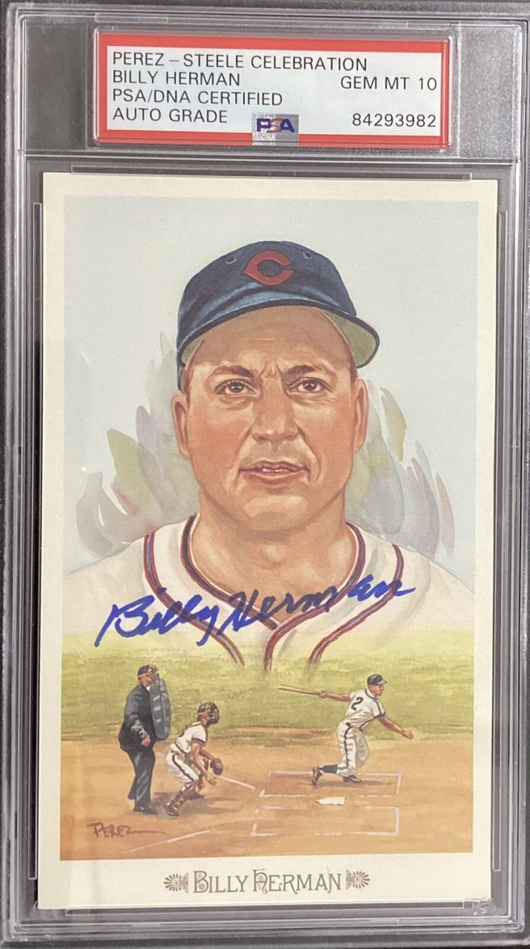 Billy Herman Signed Perez Steele Celebration Postcard Cubs PSA/DNA Auto Gem 10