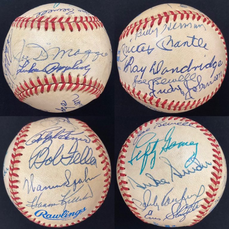 Hall of Famers Multi Signed Baseball Joe DiMaggio Mantle Appling +17 Autos JSA