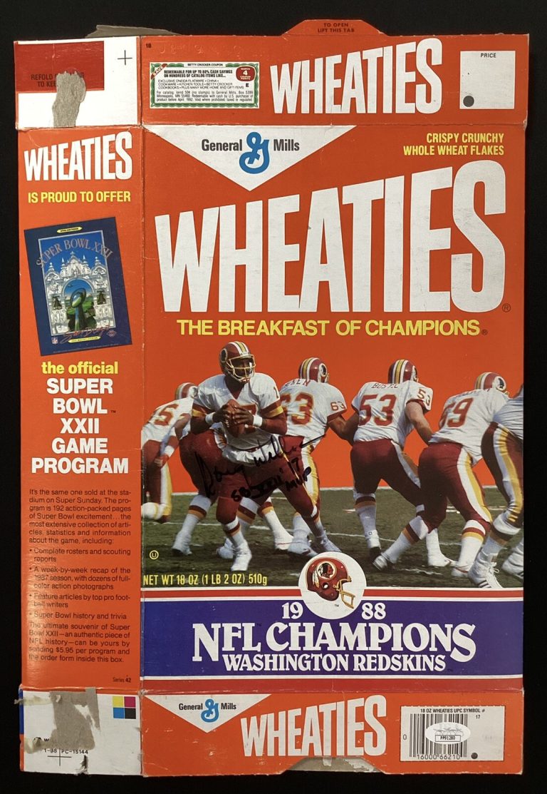 Doug Williams Signed Cereal Box Wheaties Redskins Autograph SB MVP Inscrip JSA