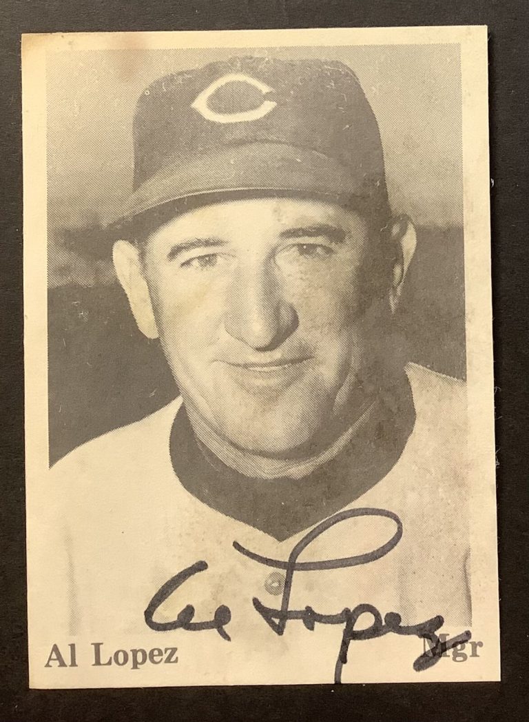 Al Lopez Signed 1975 TCMA Baseball Card Indians Dodgers White Sox Auto HOF TPG