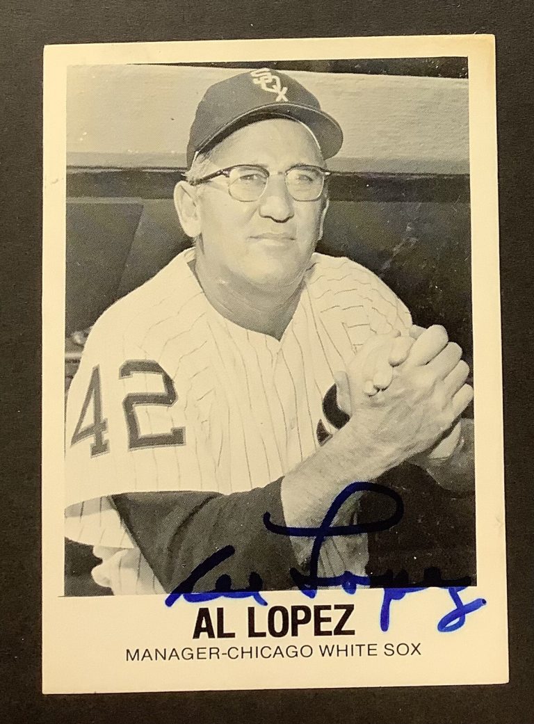 Al Lopez Signed 1977 TCMA #32 Baseball Card Dodgers White Sox Autograph HOF TPG