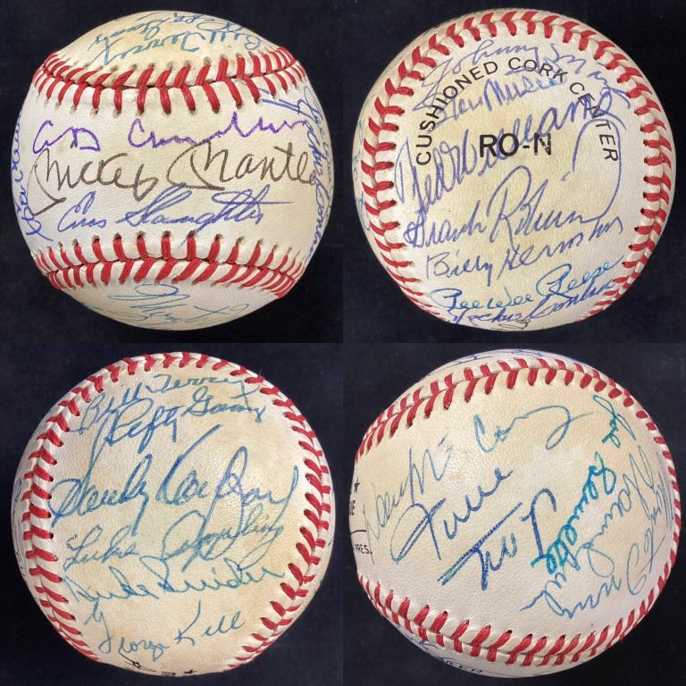 Hall of Famers Signed Baseball ABG Mantle Williams Koufax +22 Autograph HOF JSA