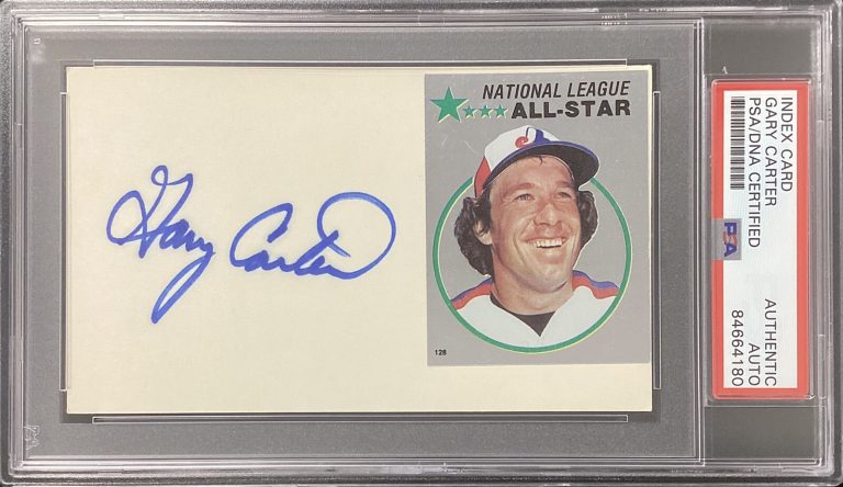 Gary Carter Signed Index Card Baseball Mets Montreal Expos HOF Autograph PSA/DNA