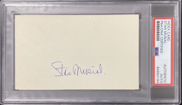Stan Musial Signed Index Card Baseball St Louis Cardinals HOF Autograph PSA/DNA