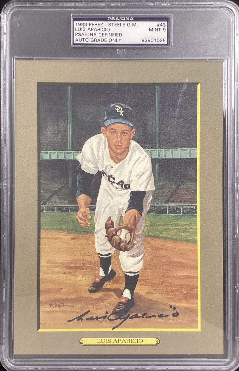 Luis Aparicio Signed Perez Steele Great Moments Postcard HOF PSA/DNA Auto Mint 9