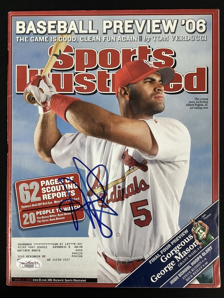 Albert Pujols Signed Sports Illustrated 4/3/06 No Label Cardinals Autograph JSA