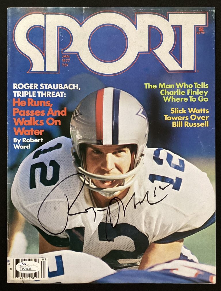 Roger Staubach Signed Sport Jan 77 No Label Heisman Cowboys Football Auto JSA
