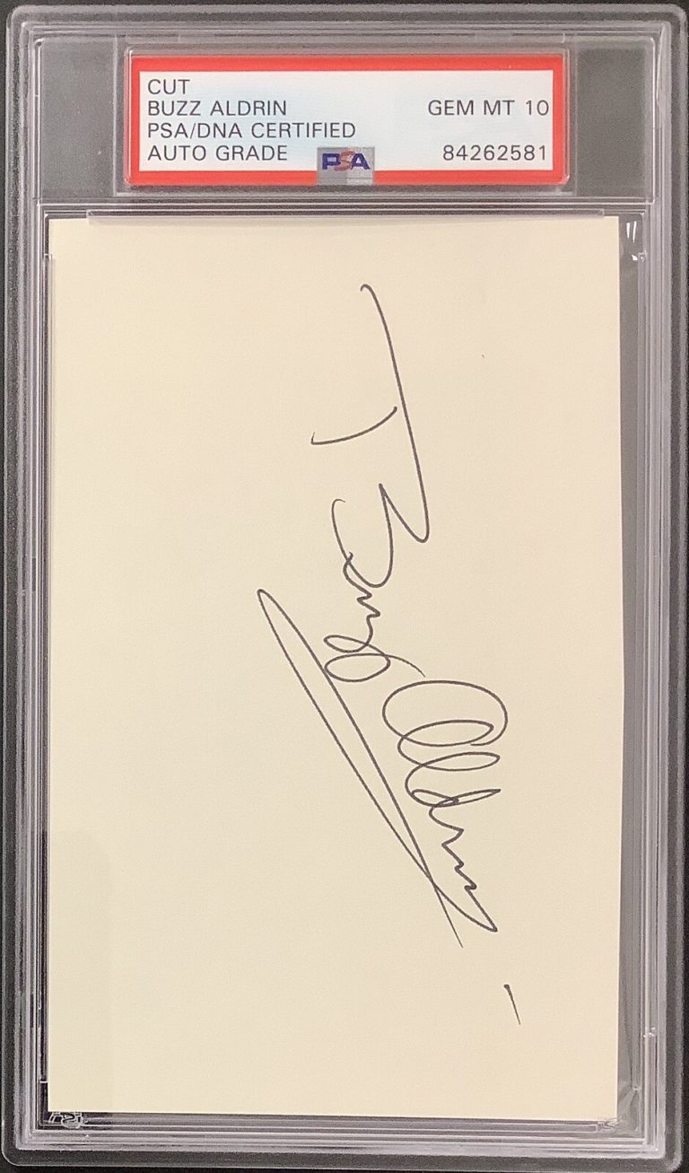 Buzz Aldrin Signed Cut Book Page Apollo NASA Moon Walker PSA/DNA Autograph MT 10