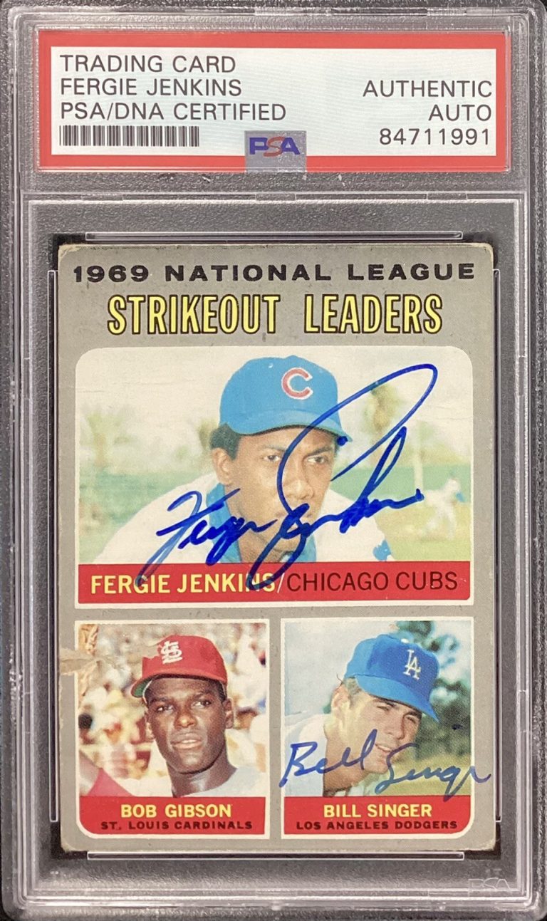 Fergie Jenkins Signed 1970 Topps #71 Card Cubs HOF Bill Singer Autograph PSA/DNA