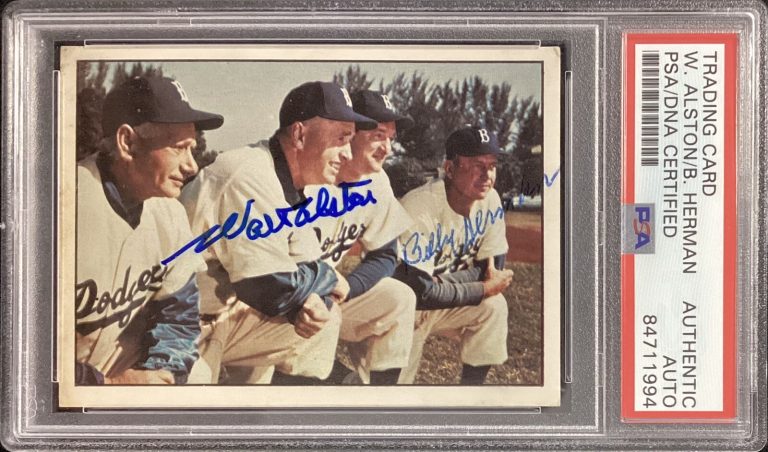 Walt Alston Signed 1979 TCMA #187 Card Dodgers Billy Herman Auto HOF PSA/DNA