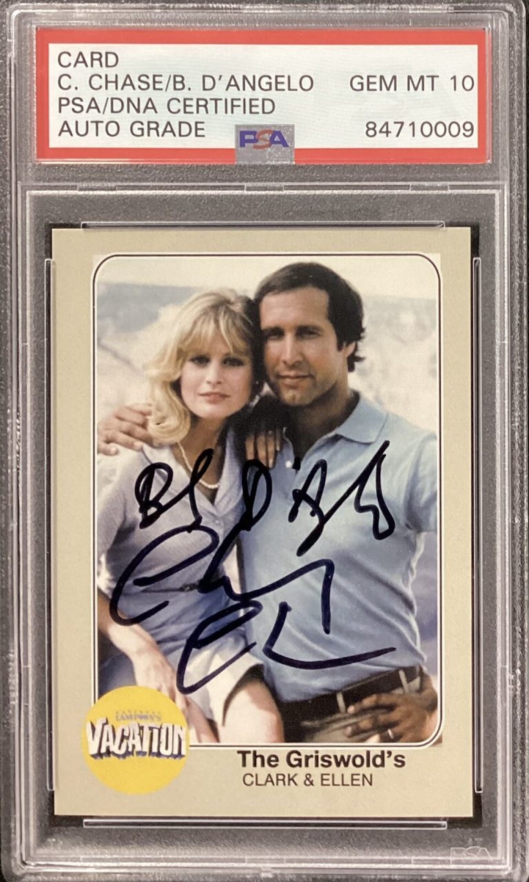 Chevy Chase Signed Card Lampoons Vacation Beverly DAngelo PSA/DNA Auto Gem 10