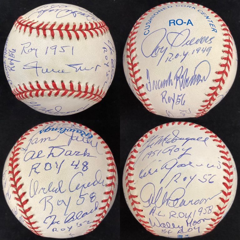 Rookies of the Year Signed Baseball GAB Mays Cepeda Aparicio +13 Auto ROY JSA 2