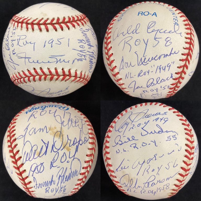 Rookies of the Year Signed Baseball GAB Mays Cepeda Robinson +12 Auto ROY JSA 1