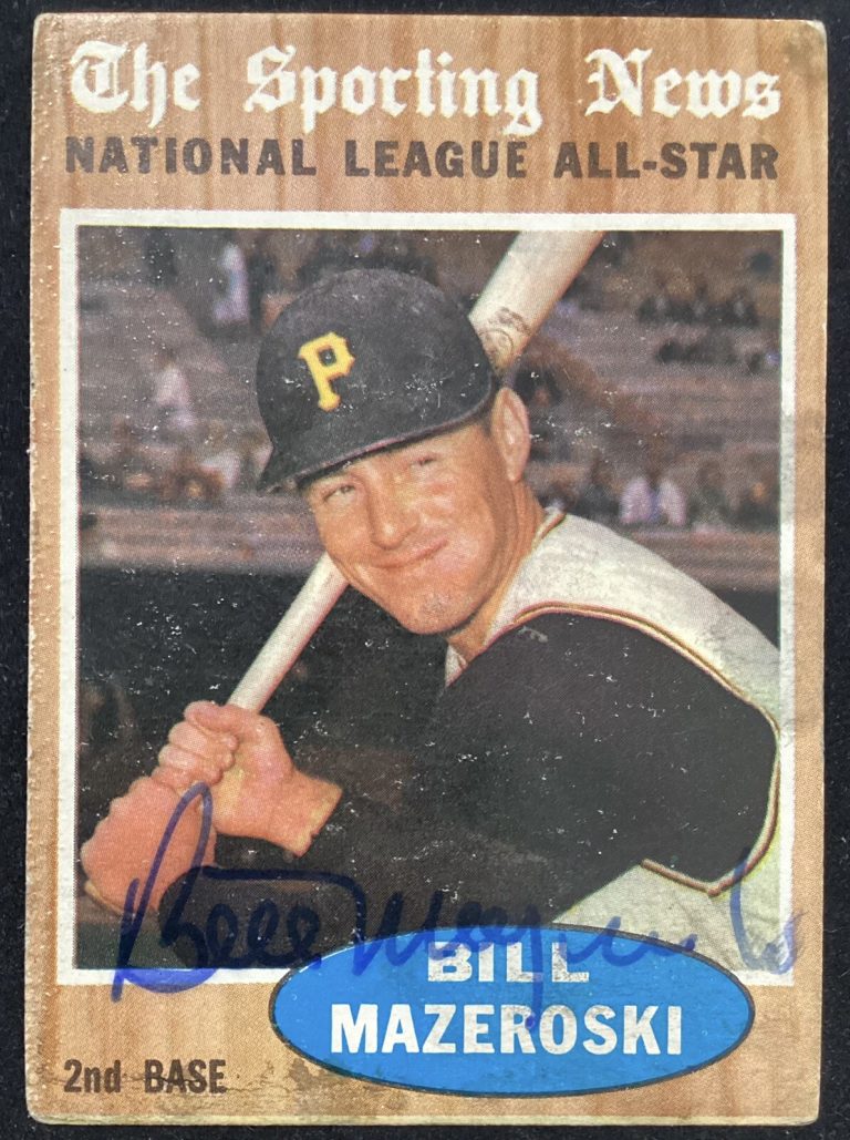 Bill Mazeroski Signed 1962 Topps #391 Baseball Card AllStar Pirates Auto HOF TPG