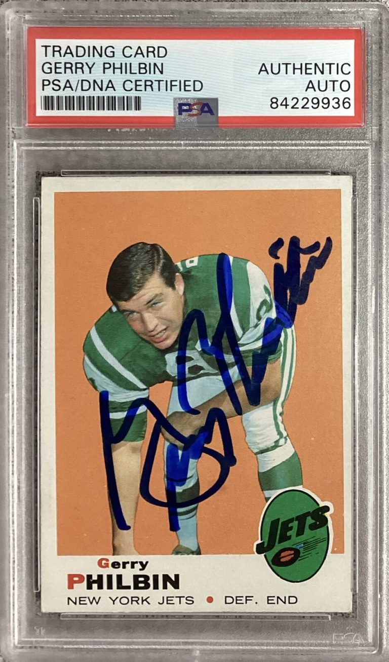 Gerry Philbin Signed 1969 Topps #262 Football Card Jets Autograph SB 3 PSA/DNA