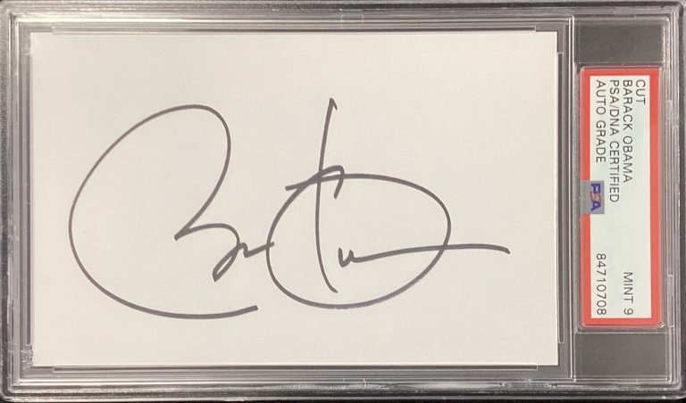 Barack Obama Signed Cut 3x5 44th United States President PSA/DNA Auto Mint 9