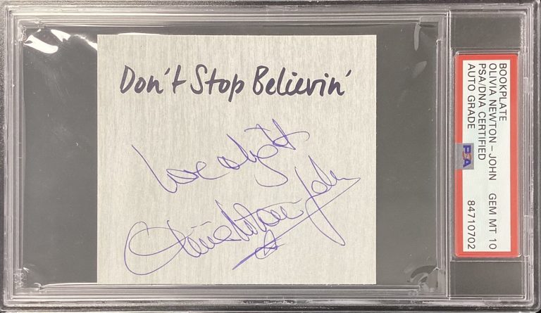 Olivia Newton John Signed Cut Grease Sandy Love Inscription PSA/DNA Auto Gem 10