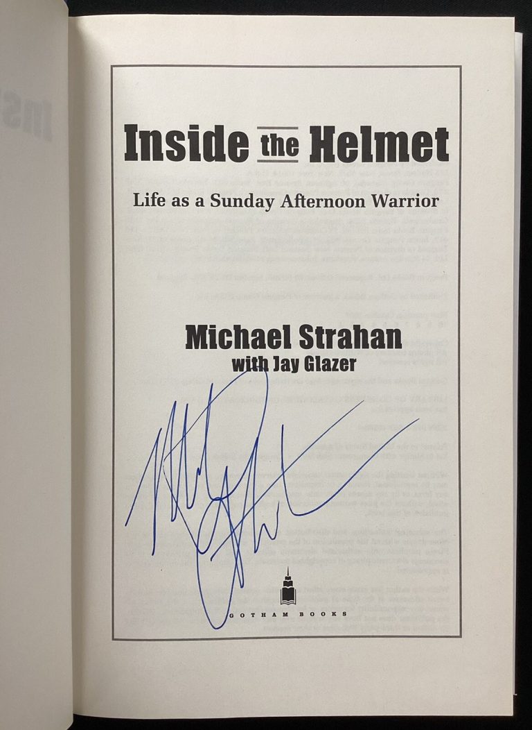 Michael Strahan Signed Book Inside The Helmet HCB Football Giants Auto HOF JSA