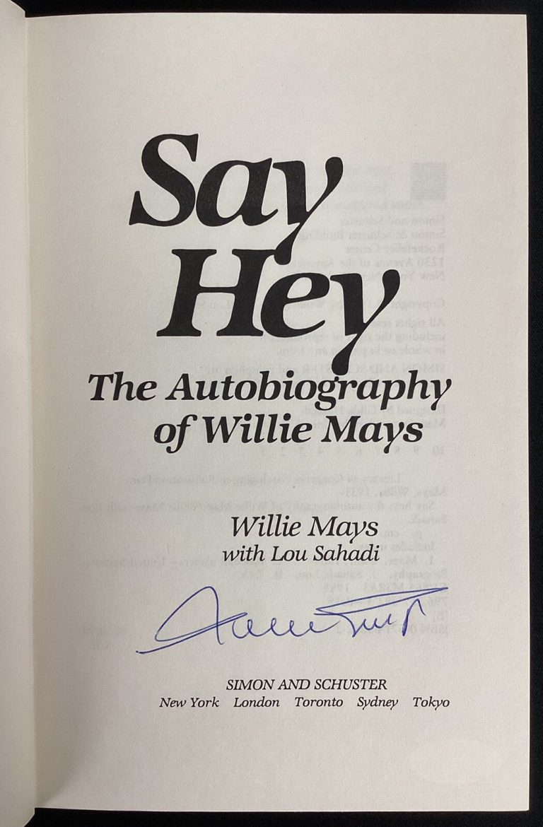 Willie Mays Signed Book Say Hey HCB NY Giants NY Mets Baseball HOF Autograph JSA