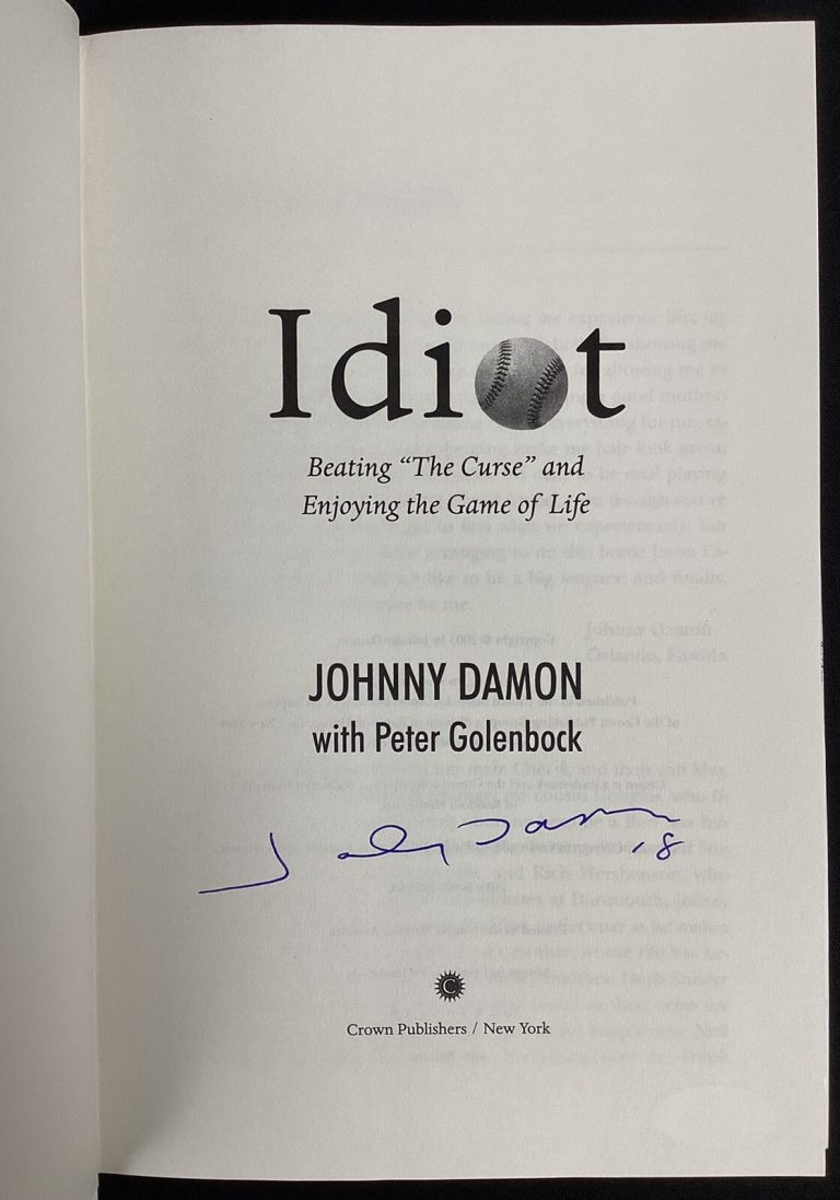 Johnny Damon Signed Book Idiot HCB Boston Red Sox 2x WSC Autograph Yankees JSA