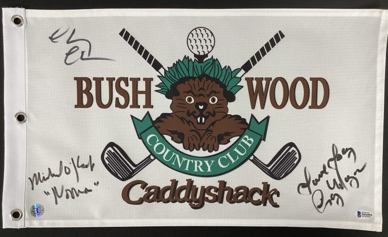 Chevy Chase Signed Golf Flag Caddyshack C Morgan M OKeefe Autograph Bushwood BAS