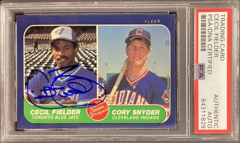 Cecil Fielder Signed 1986 Fleer #653 Rookie Card RC Blue Jays Autograph PSA/DNA