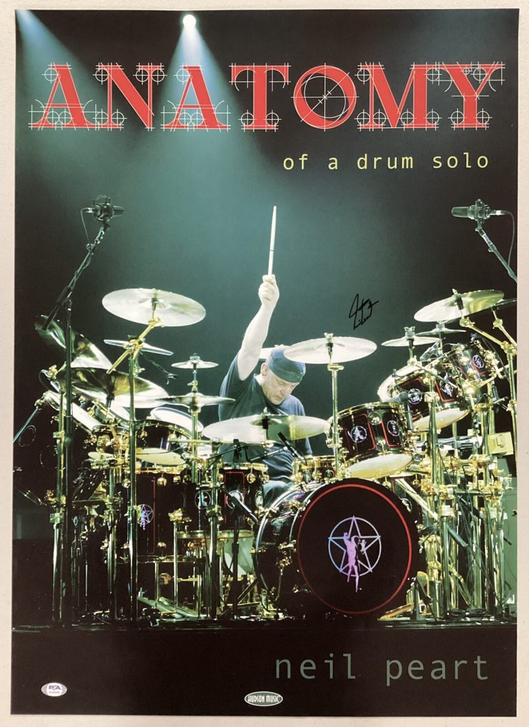 Neil Peart Signed Poster Rush Autograph Anatomy of a Drum Solo Rock HOF PSA/DNA