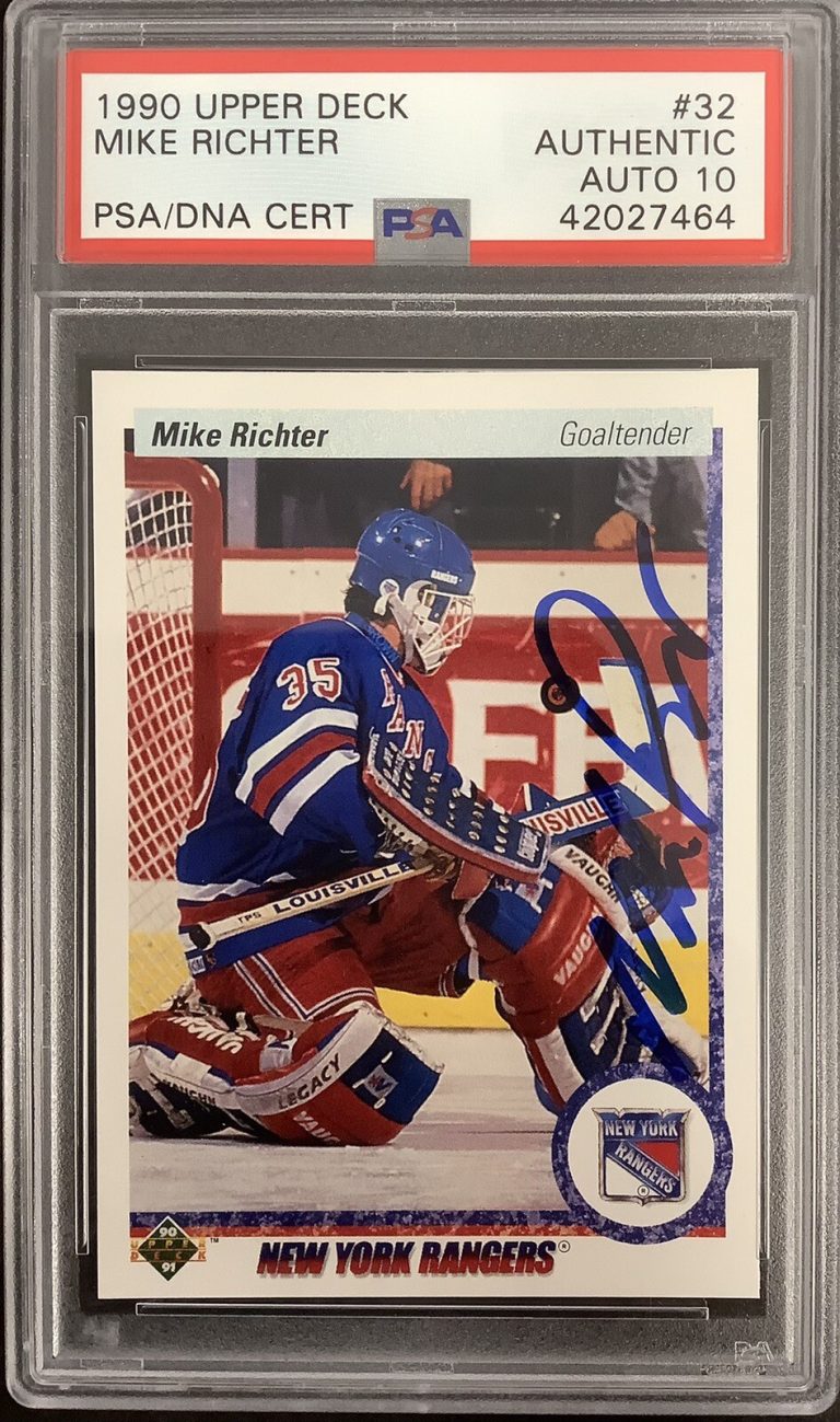Mike Richter Signed 1990 Upper Deck #32 Rookie Card NY Rangers PSA/DNA Auto 10