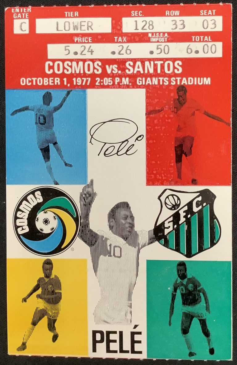 Pele Last Game Ticket Stub NY Cosmos/ Santos Final Match 10-1-77 Soccer Brazil