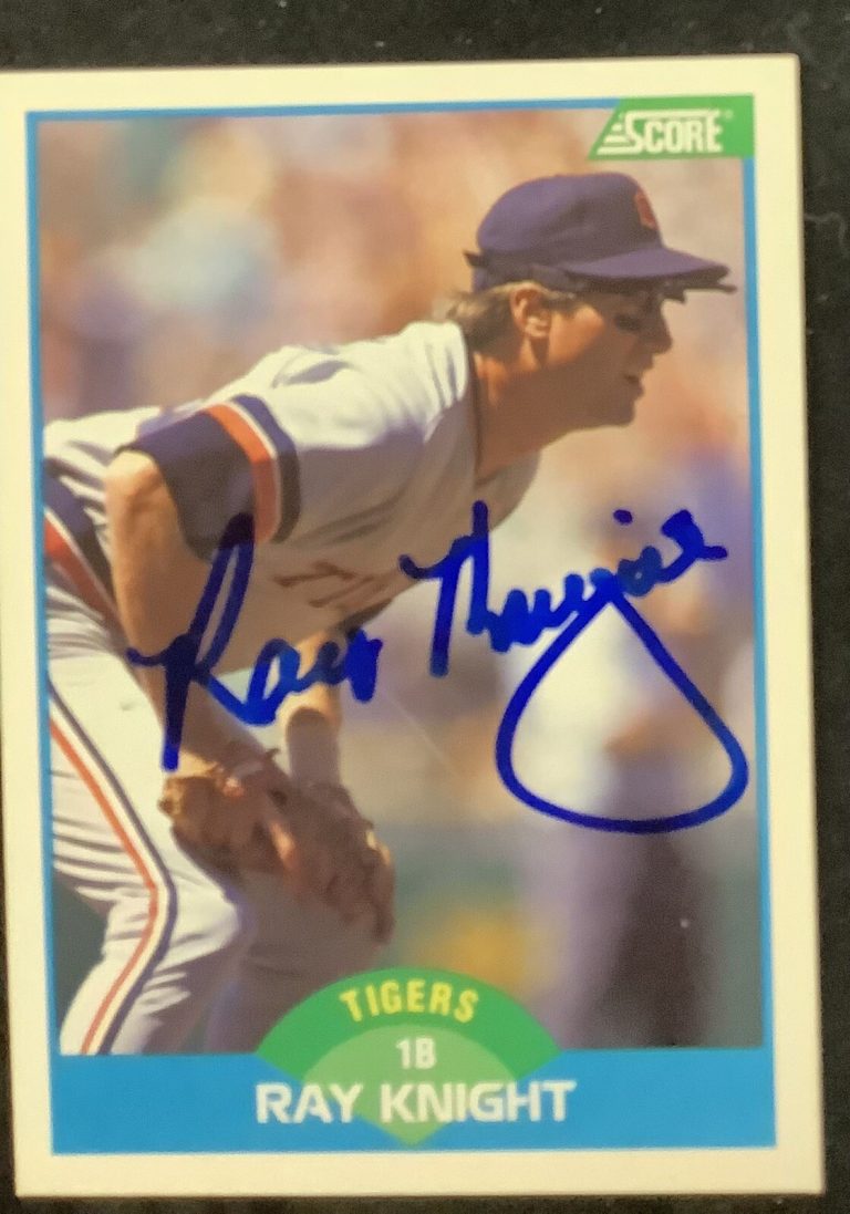 Ray Knight Signed 1989 Score #135 Baseball Card Detroit Tigers Autograph TPG