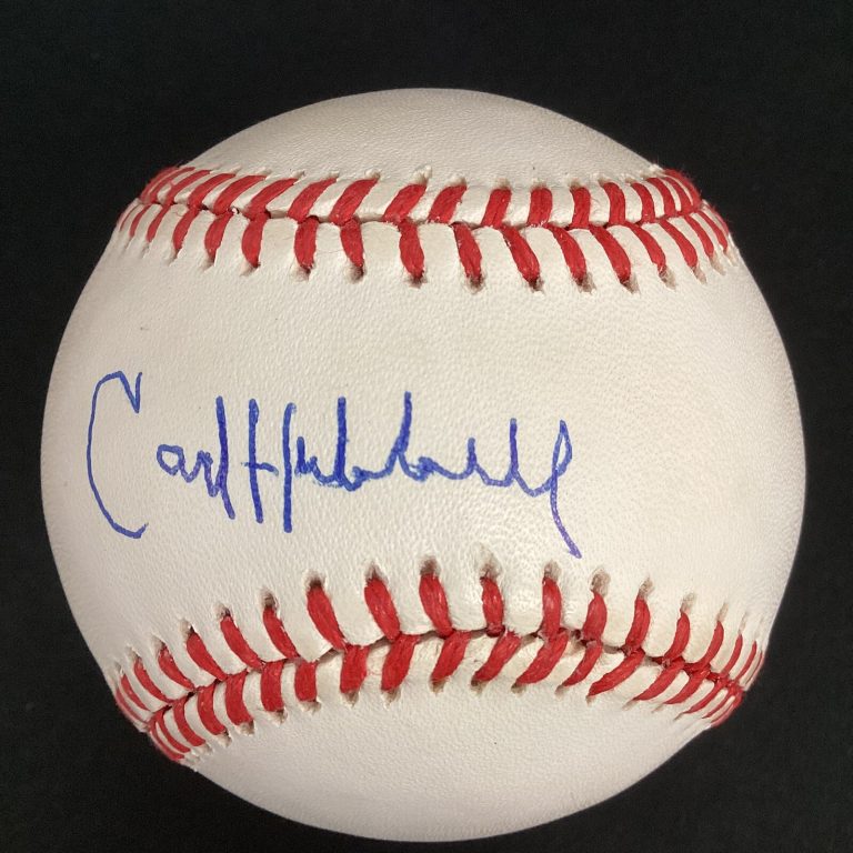Carl Hubbell Signed Baseball Bart Giamatti Autograph HOF JSA LOA Very White Orb