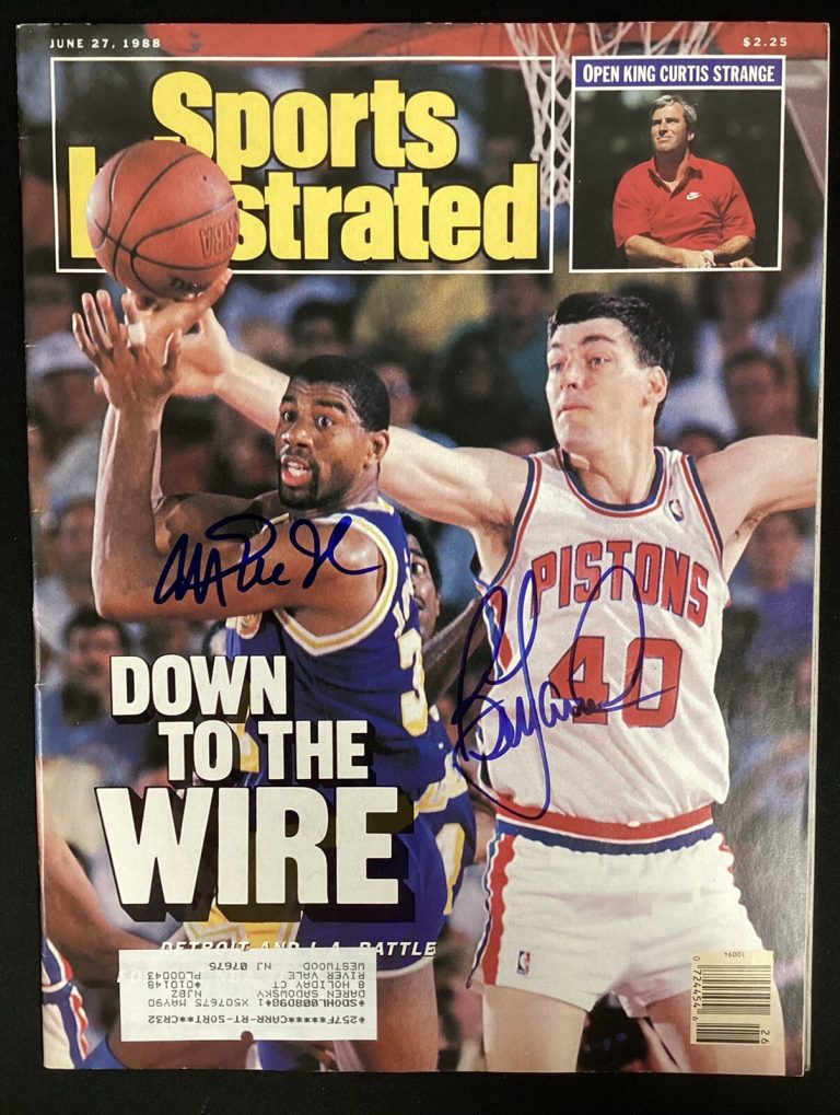 Magic Johnson Signed Sports Illustrated Mag Bill Laimbeer 6/27/88 Autograph JSA