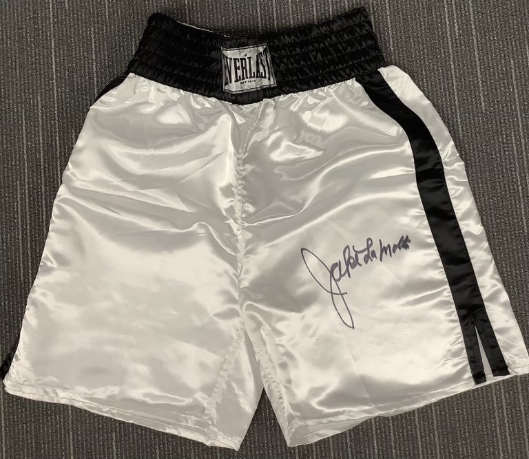 Jake LaMotta Signed Trunks Everlast Boxing Shorts JSA Raging Bull Autograph JSA