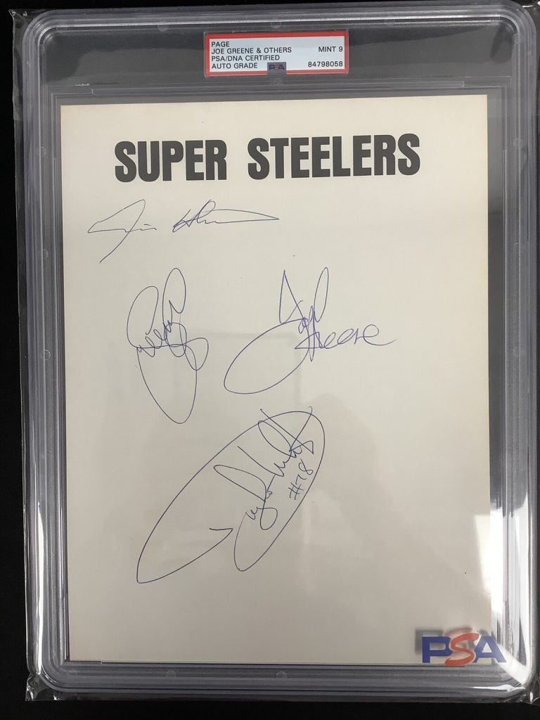 Steel Curtain Signed Football Page Joe Green Autograph Steelers PSA/DNA Mint 9