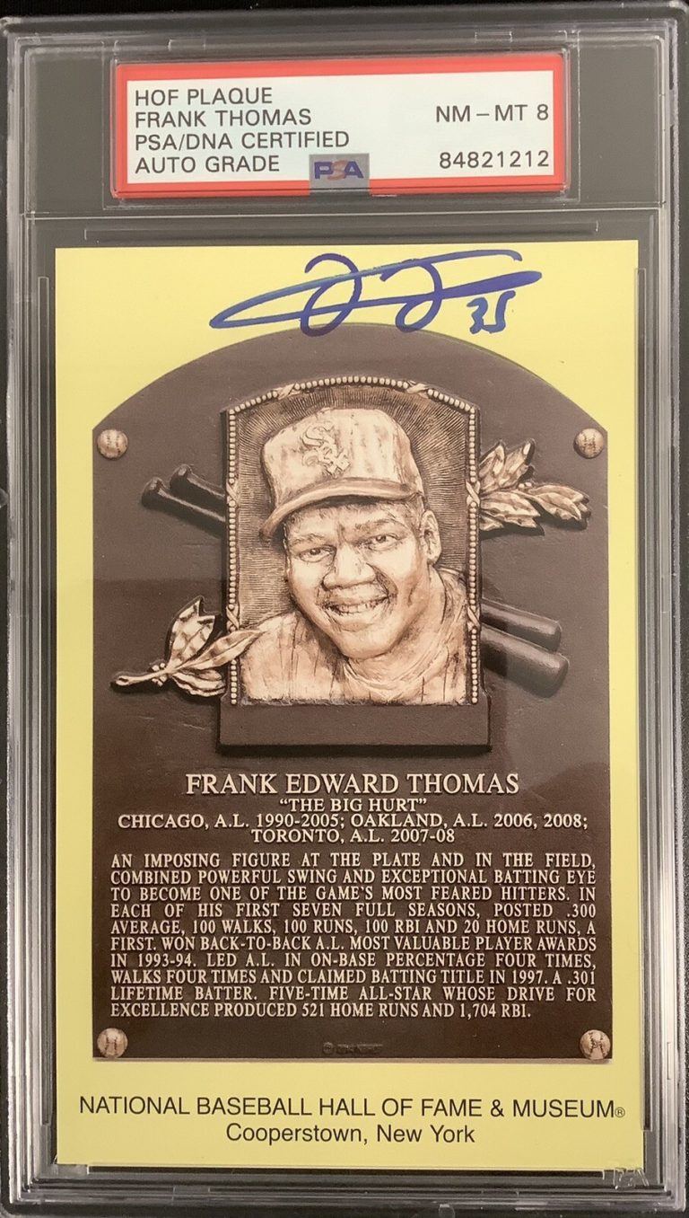 Frank Thomas Signed Gold HOF Plaque Postcard Yellow WhiteSox PSA/DNA Auto 8