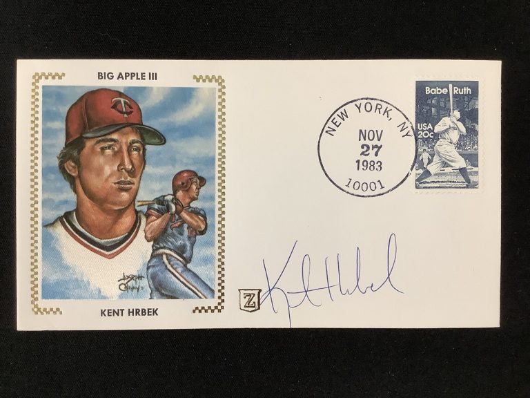 Kent Hrbek Signed Gateway Cachet Z Silk Envelope FDC MN Twins Autograph 1983 TPG