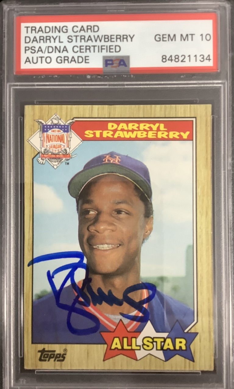 Darryl Strawberry Signed 1987 Topps #601 Baseball Card PSA/DNA Auto Gem 10 Mets