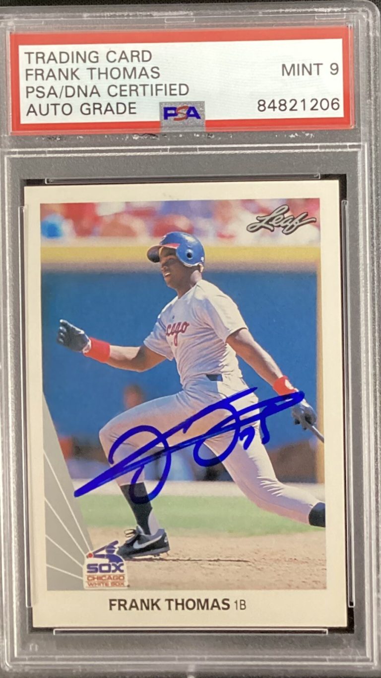 Frank Thomas Signed 1990 Leaf #300 Baseball Card HOF Rookie PSA/DNA Auto 9 RC