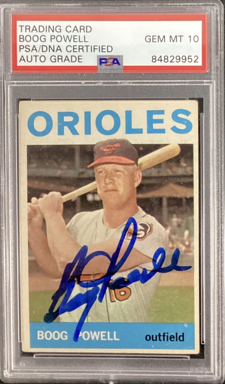 Boog Powell Signed 1964 Topps #89 Baseball Card Orioles Autograph PSA/DNA Gem 10