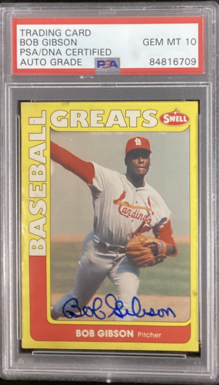 Bob Gibson Signed 1990 Swell Impel #33 Baseball Card HOF PSA/DNA Auto 10 WS MVP