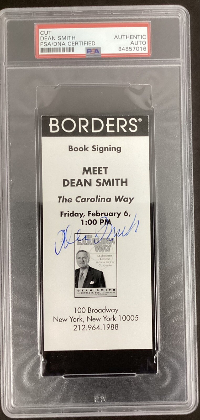 Dean Smith Signed Book Marker Basketball HOF Autograph North Carolina PSA/DNA