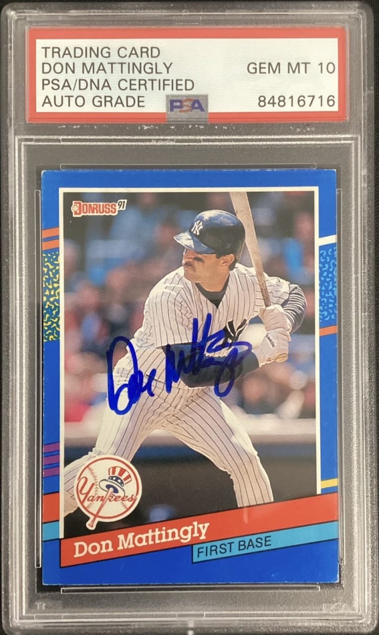 Don Mattingly Signed 1991 Donruss #107 Yankees Baseball Card Auto PSA/DNA MT 10