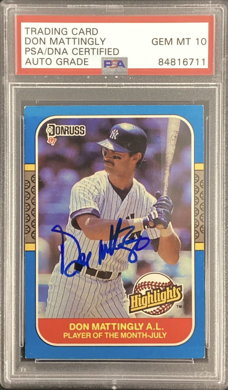 Don Mattingly Signed 1987 Donruss #23 Yankees Baseball Card Auto PSA/DNA MT 10