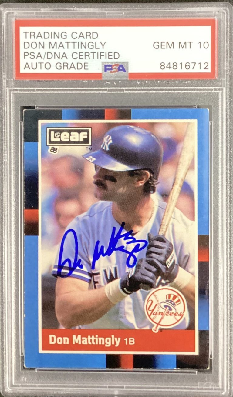 Don Mattingly Signed 1988 Leaf #177 NY Yankees Baseball Card Auto PSA/DNA MT 10