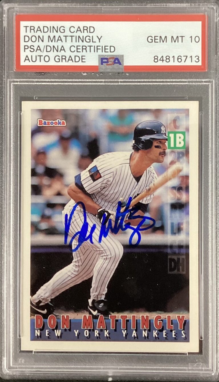Don Mattingly Signed 1995 Bazooka #47 Yankees Baseball Card Auto PSA/DNA MT 10