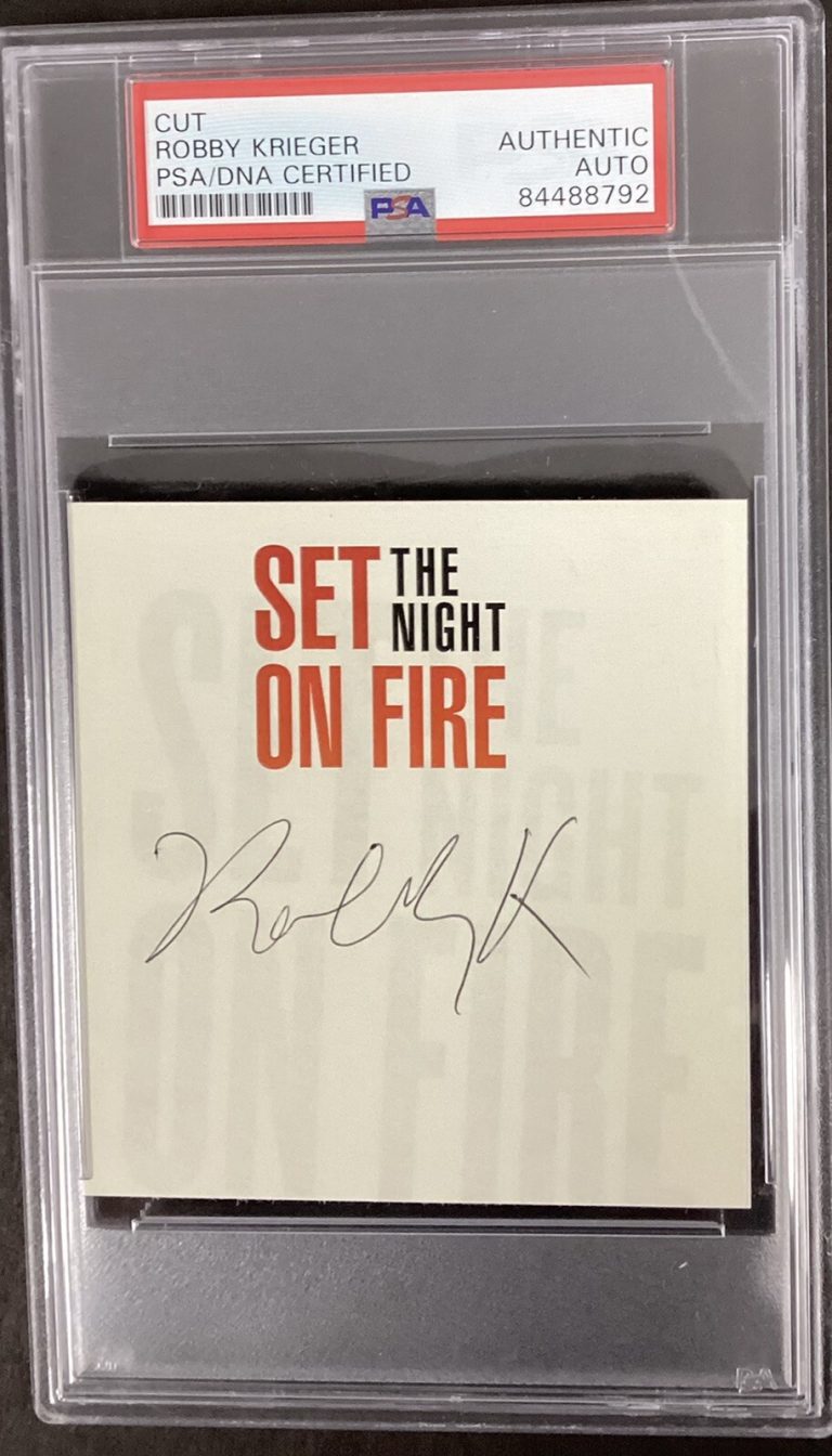 Robbie Krieger Signed Cut The Doors Guitar Auto Rock HOF Night On Fire PSA/DNA