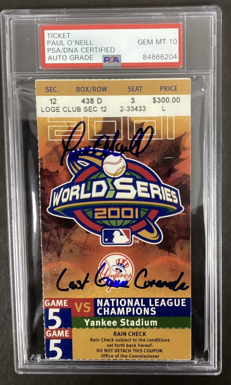 Paul O’Neill￼ Signed Ticket 2001 WS Game 5 Serenade Insc PSA/DNA Auto Gem 10 #2