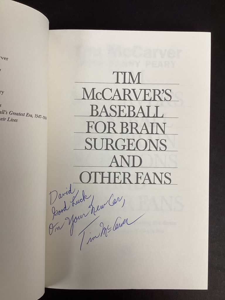 Tim McCarver Signed Book Baseball for Surgeons￼ Cardinals Autograph TPG Mets HOF
